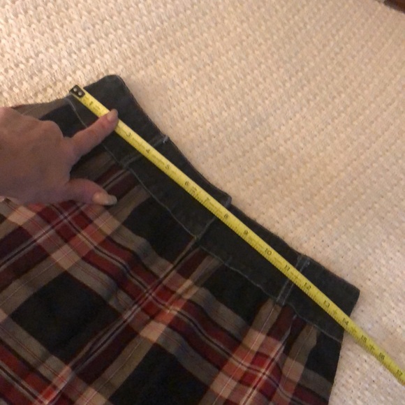 Necessary objects skirt plaid stretchy waist black denim with patches on back - Picture 5 of 5